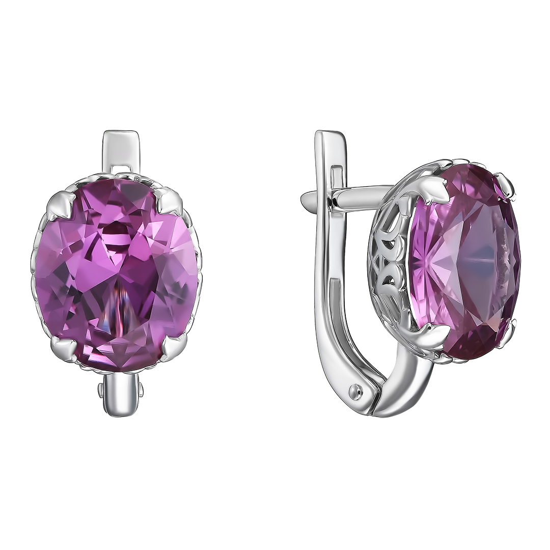 Серебряные серьги 925 пробы; вставки 2 Александрит Гт.;