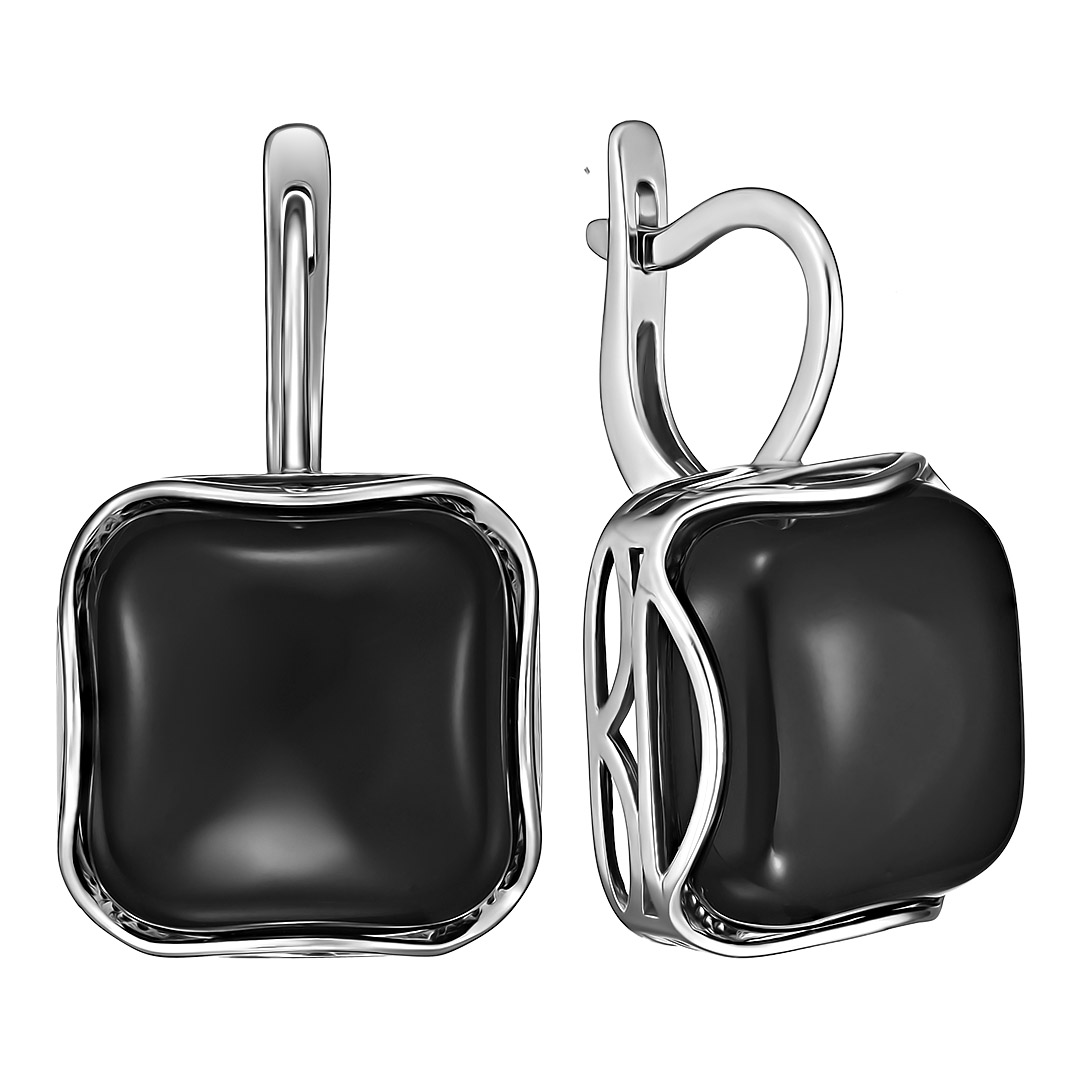 Серебряные серьги 925 пробы; вставки 2 Агат нат.;