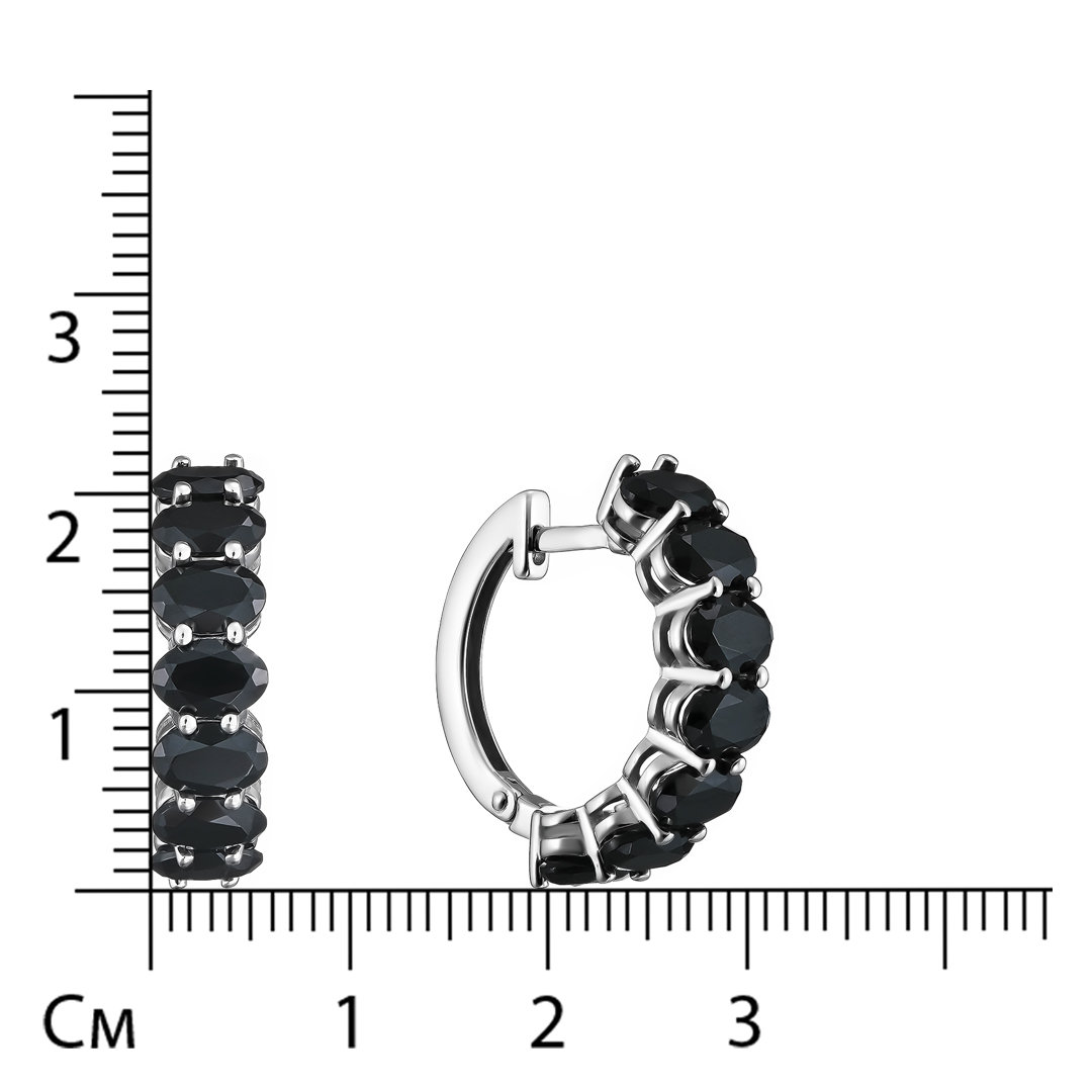 Серебряные серьги 925 пробы; вставки 14 Турмалин черный;