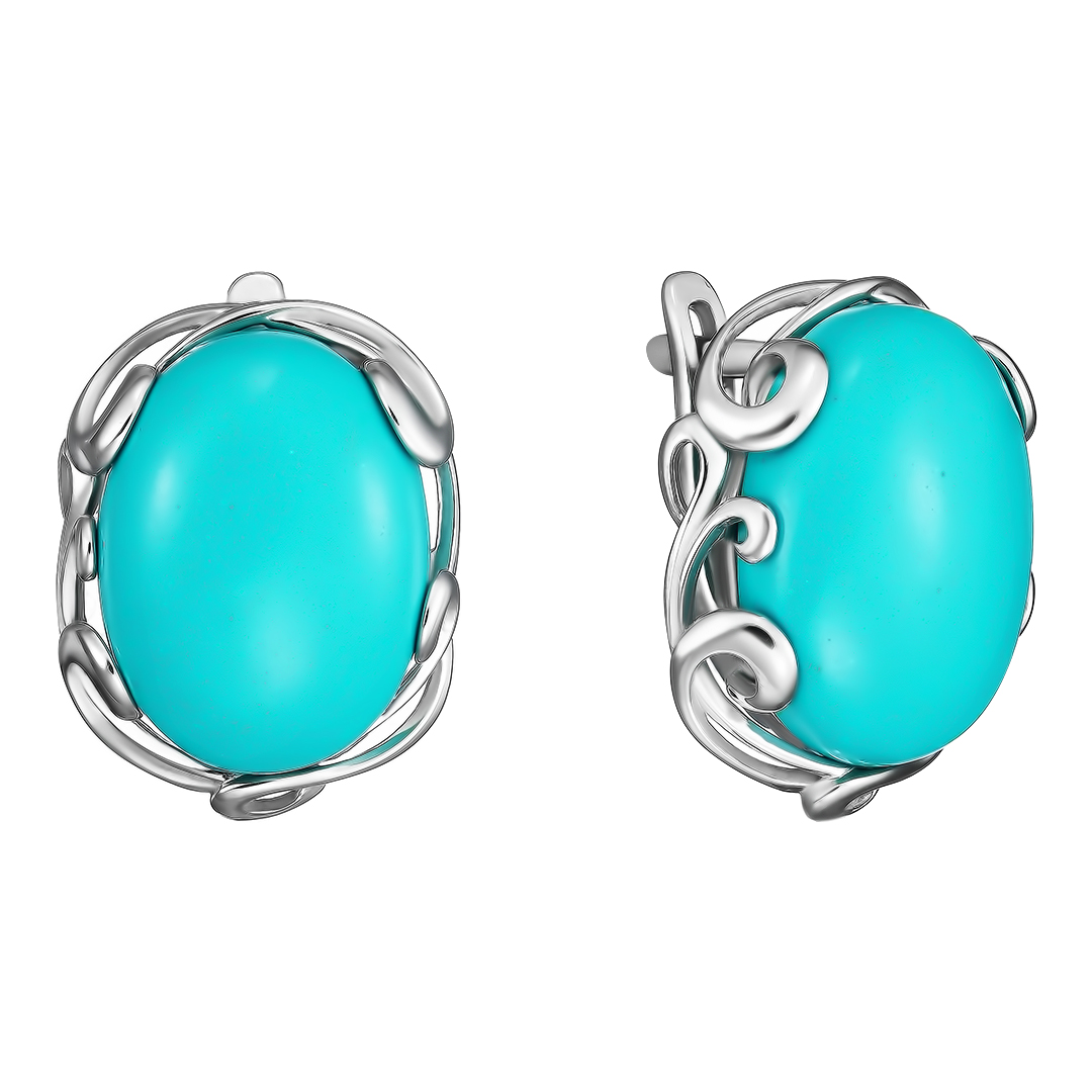 Серебряные серьги 925 пробы; вставки 2 Бирюза;