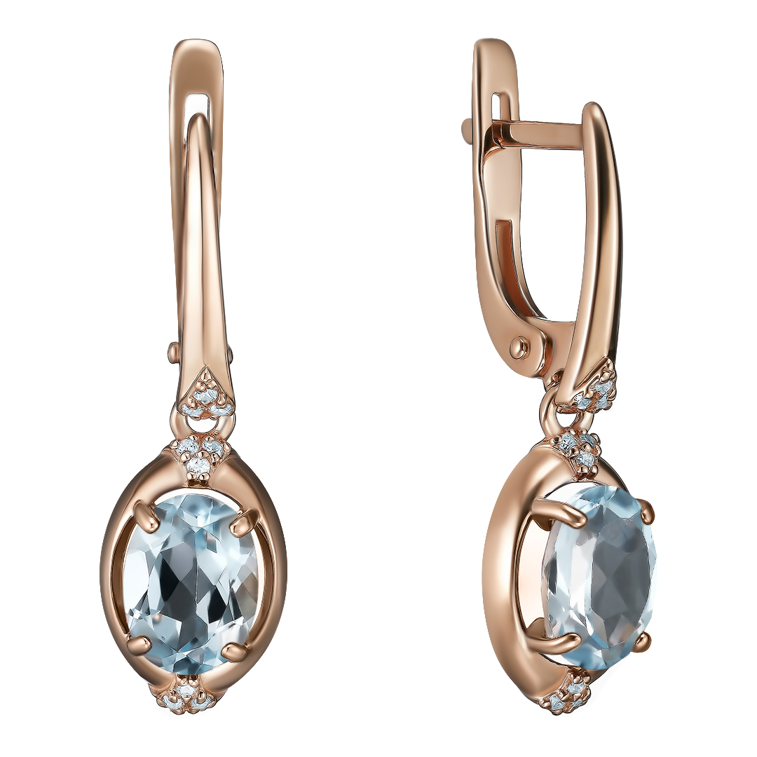 Серебряные серьги 925 пробы; вставки 2 Топаз; 18 Фианит бесцв.;
