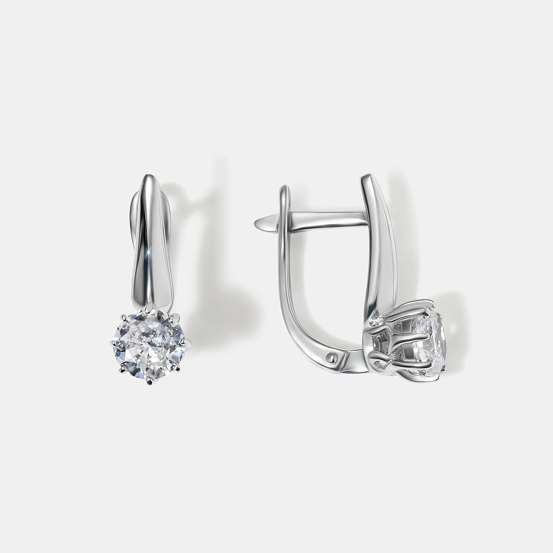 Серебряные серьги 925 пробы; вставки 2 Фианит бесцв.;