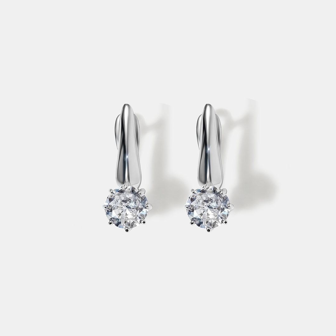 Серебряные серьги 925 пробы; вставки 2 Фианит бесцв.;