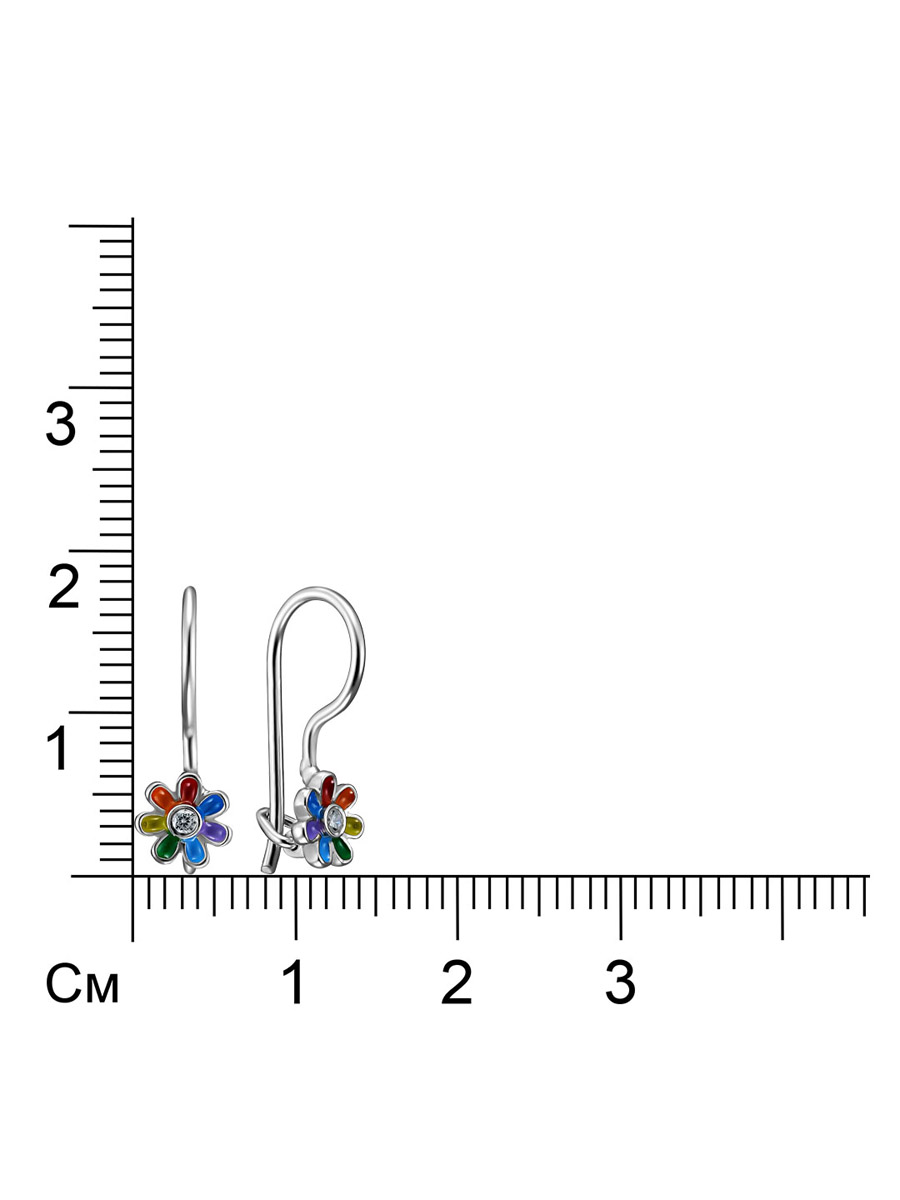 Серебряные серьги с эмалью "Цветы"