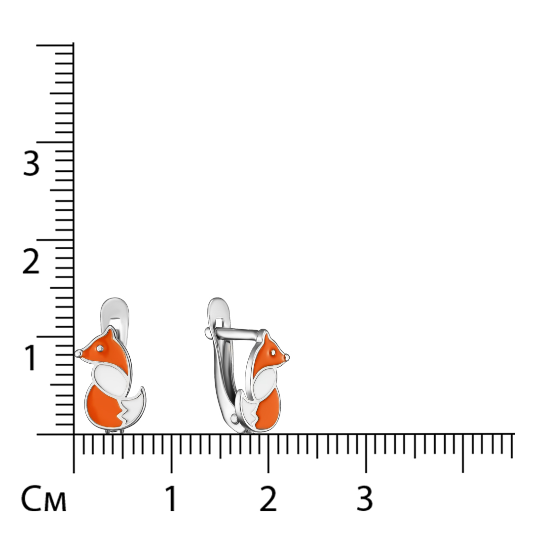 Серебряные серьги с эмалью "Лисички"