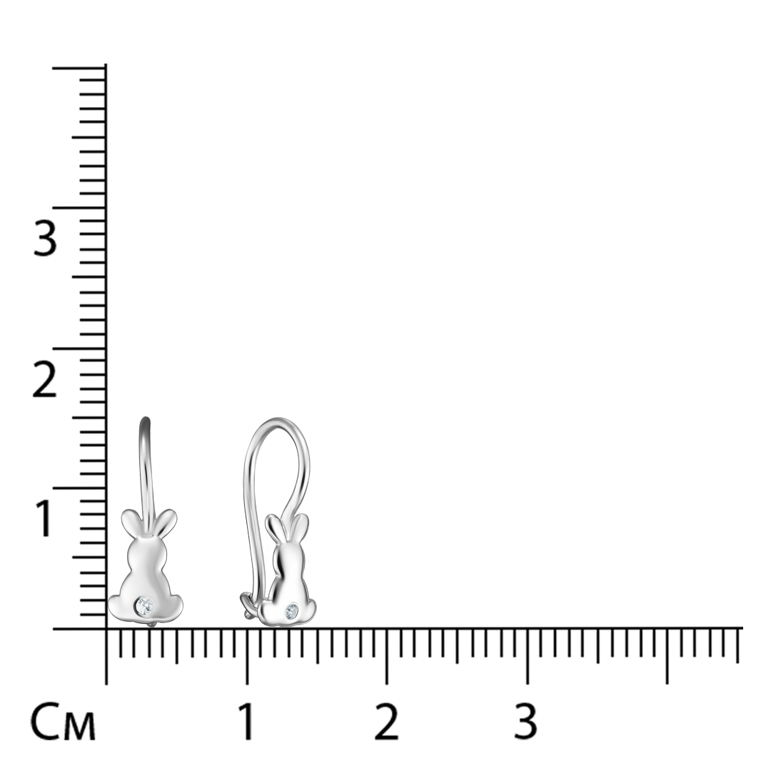 Серебряные серьги с фианитами "Кролики"