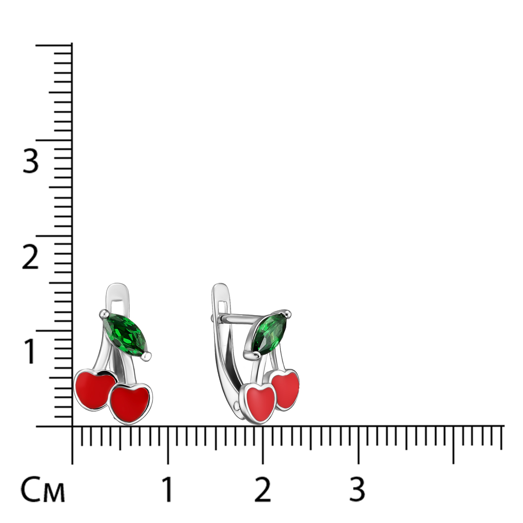 Серебряные серьги с эмалью "Вишенки"