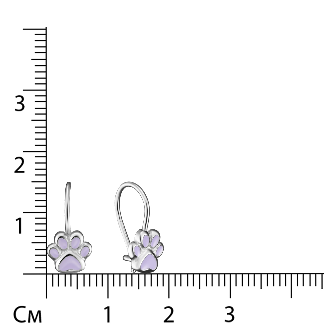 Серебряные серьги 925 пробы; вставки Эмаль сиреневая;