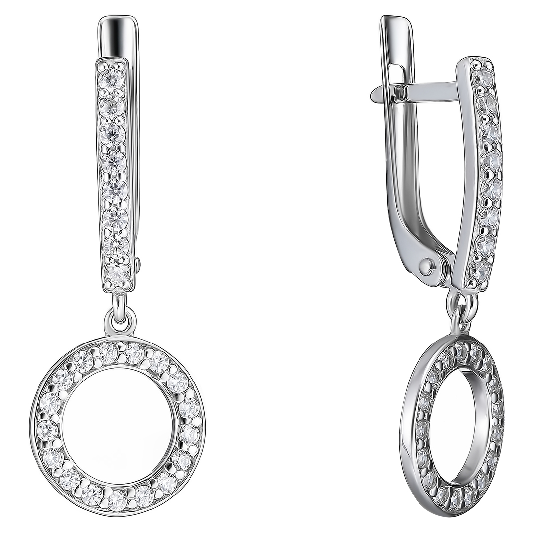Серебряные серьги 925 пробы; вставки 50 Фианит бесцв.;