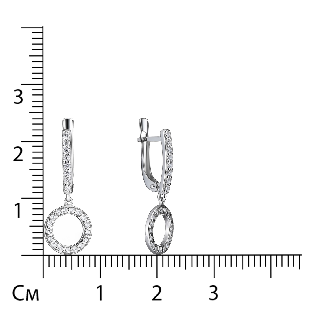 Серебряные серьги 925 пробы; вставки 50 Фианит бесцв.;