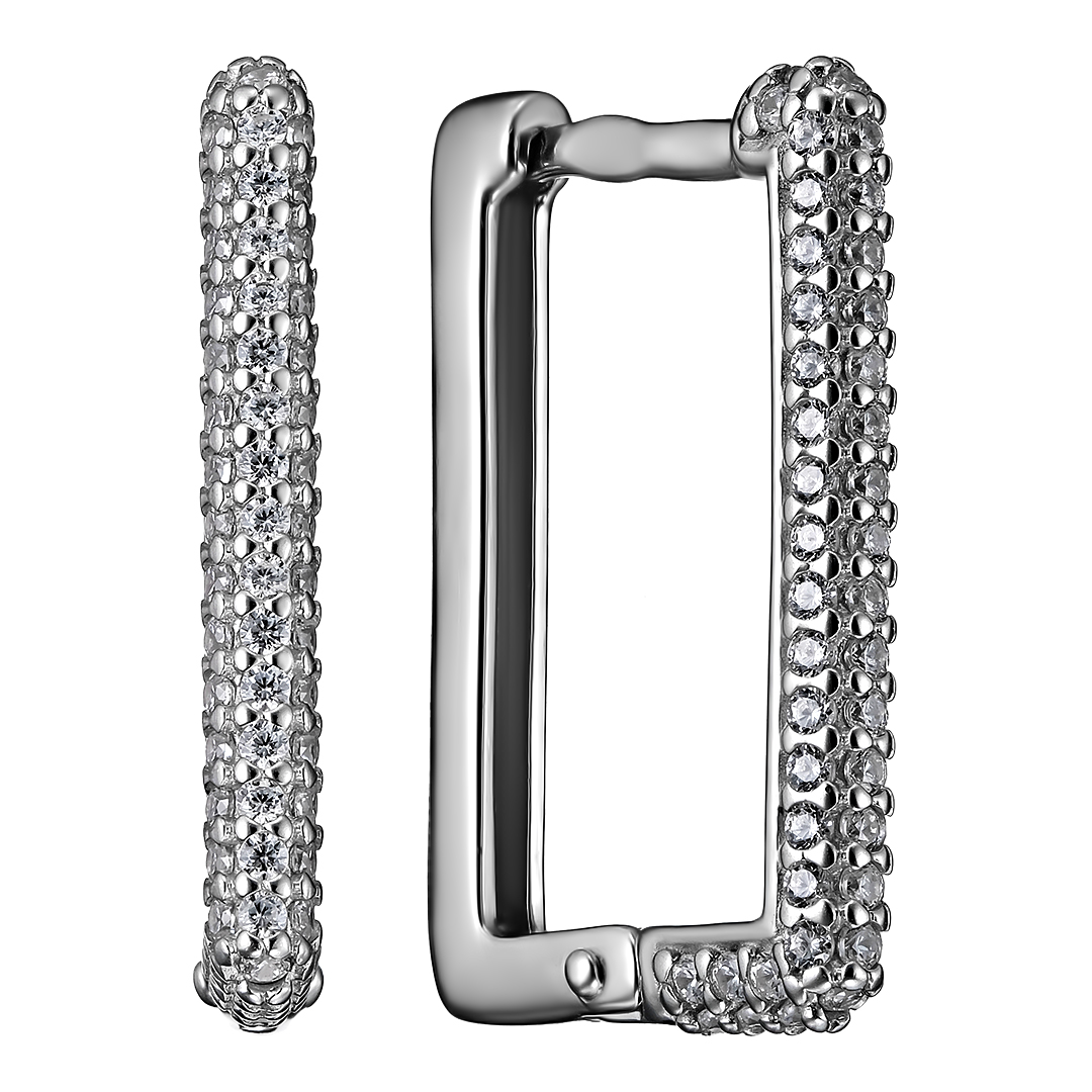 Серебряные серьги 925 пробы; вставки 118 Фианит бесцв.;