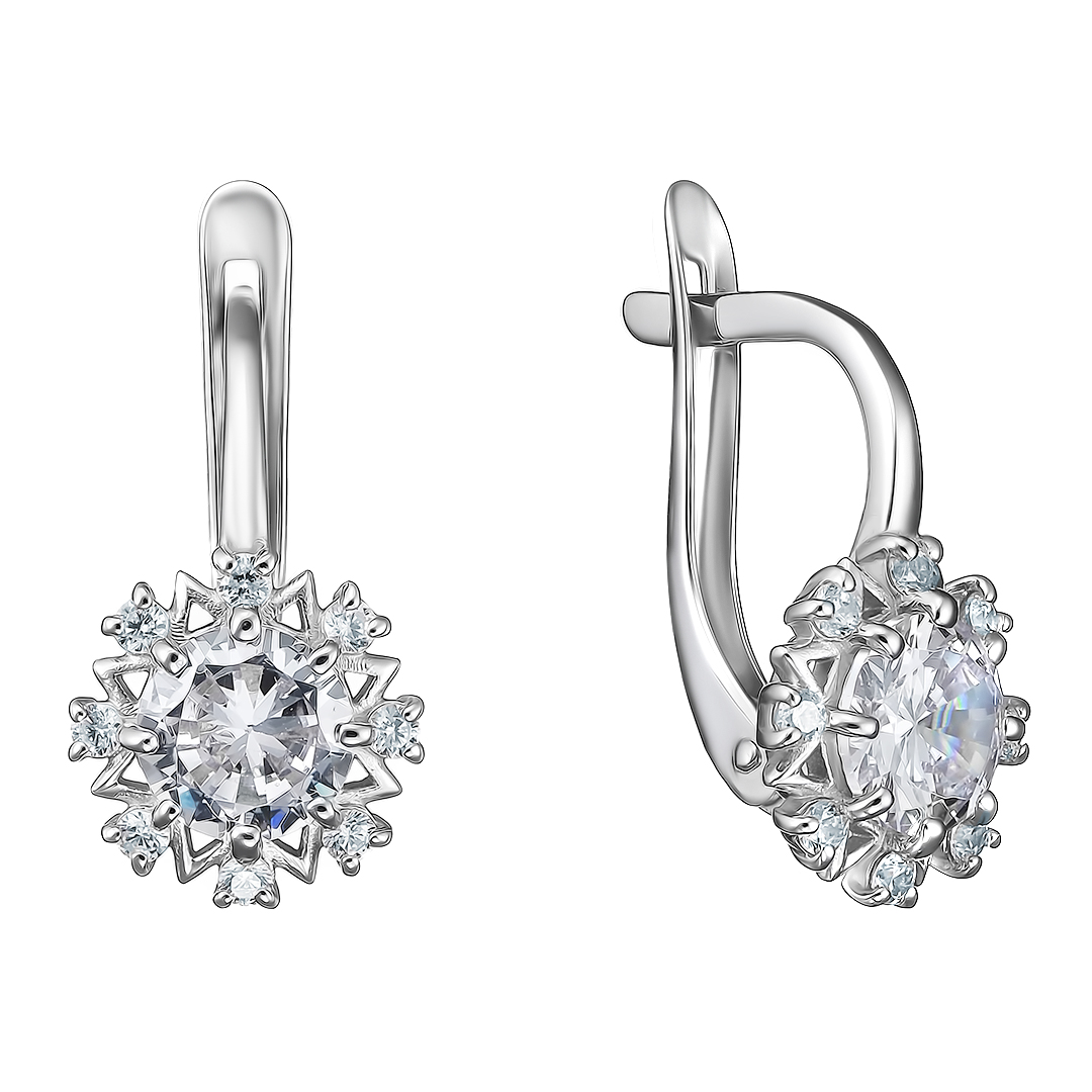 Серебряные серьги 925 пробы; вставки 18 Фианит бесцв.;