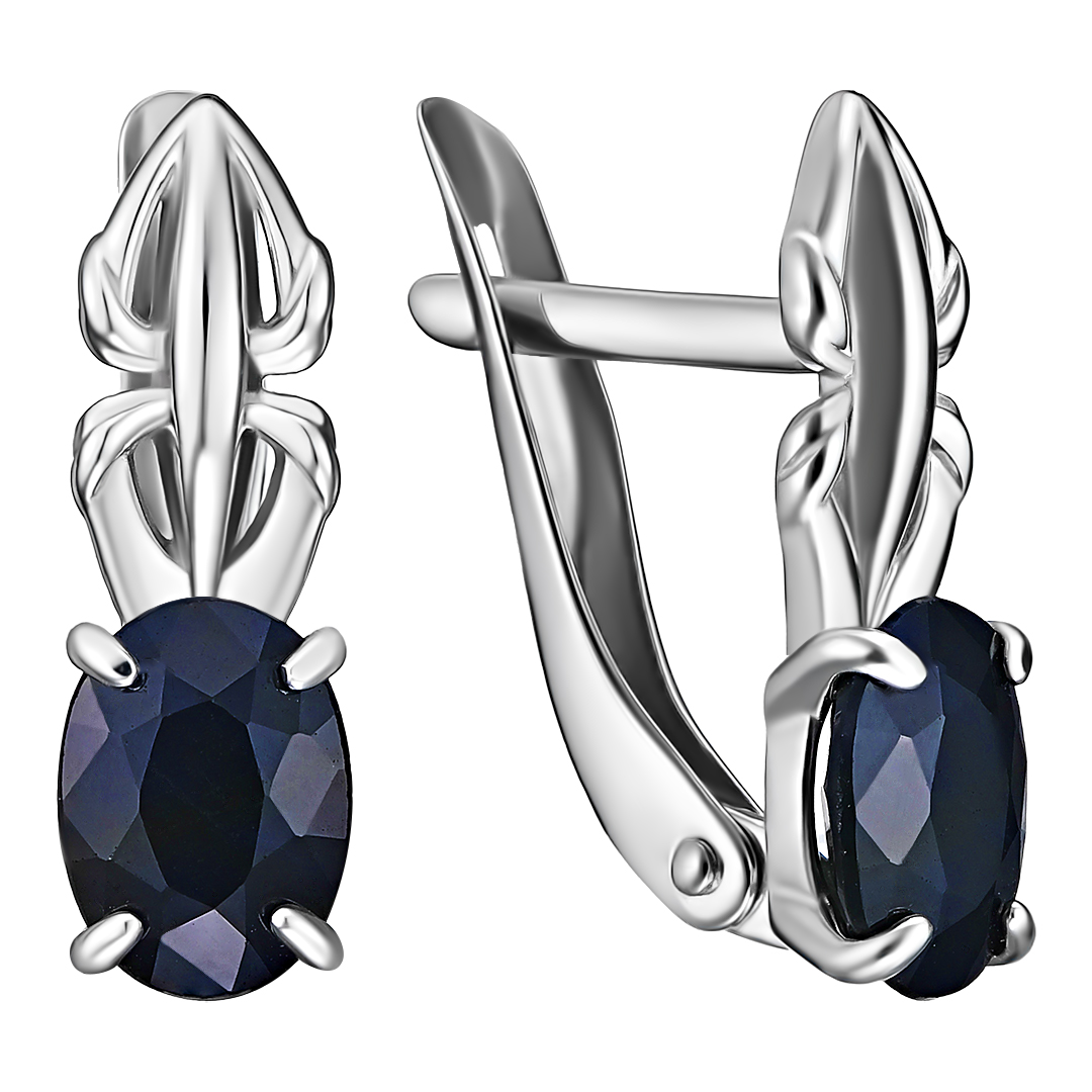 Серебряные серьги 925 пробы; вставки 2 Сапфир 1,84 U/2;