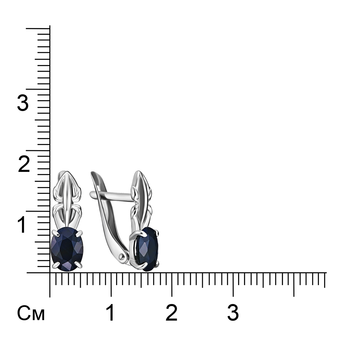 Серебряные серьги 925 пробы; вставки 2 Сапфир 1,84 U/2;