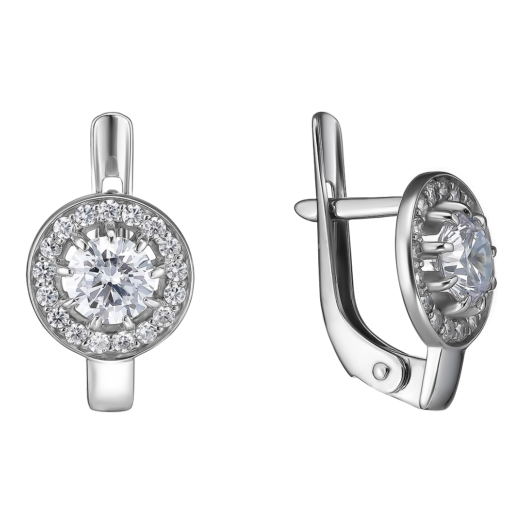 Серебряные серьги 925 пробы; вставки 38 Фианит бесцв.;