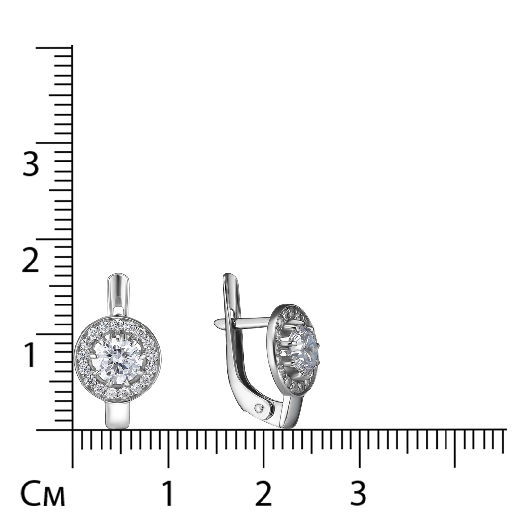 Серебряные серьги 925 пробы; вставки 38 Фианит бесцв.;