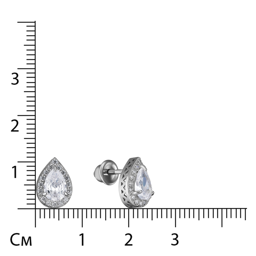 Серебряные серьги-пусеты 925 пробы; вставки 36 Фианит бесцв.;