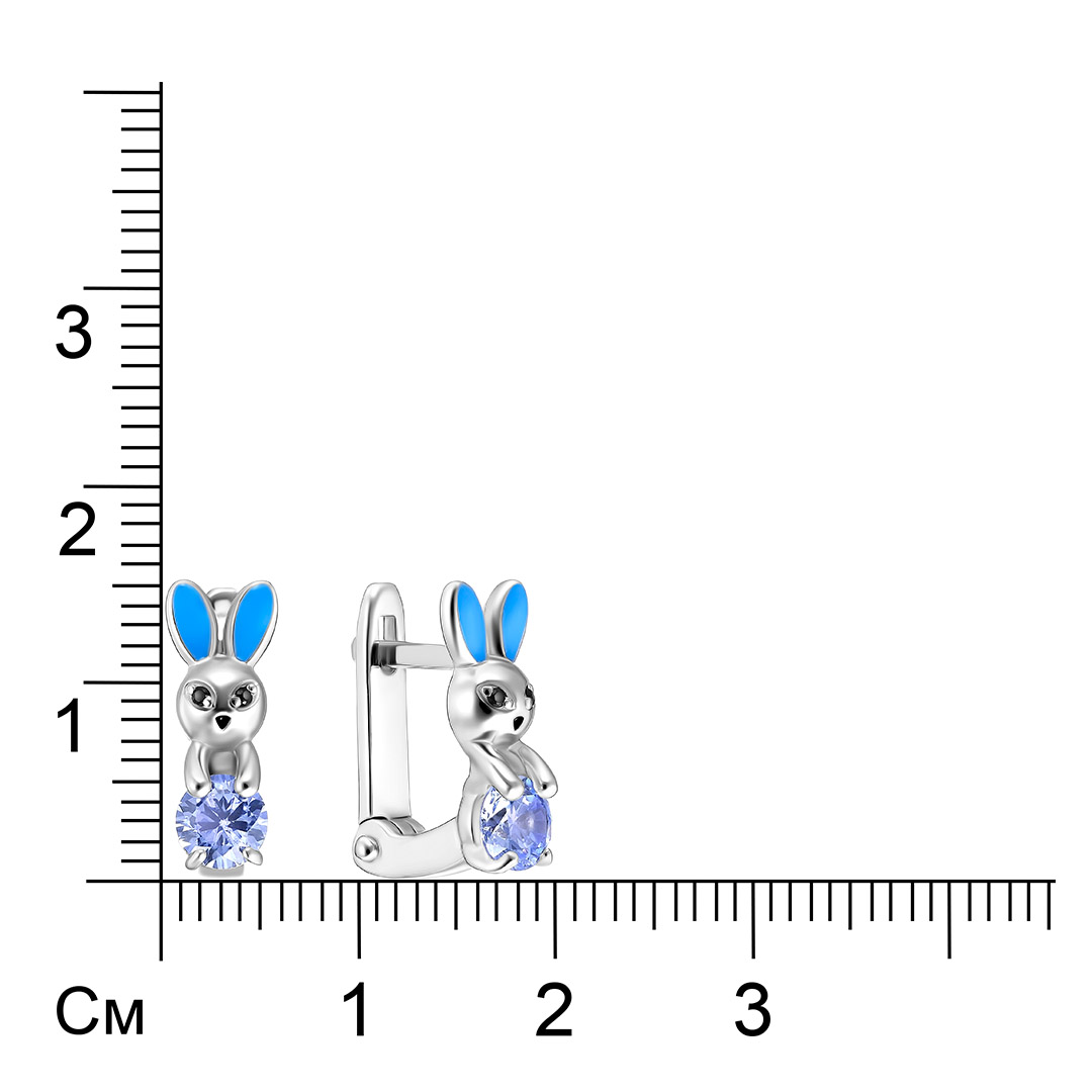 Серебряные серьги с эмалью "Кролики"