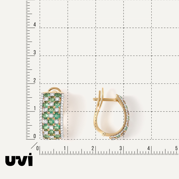 Серьги из желтого золота с изумрудами