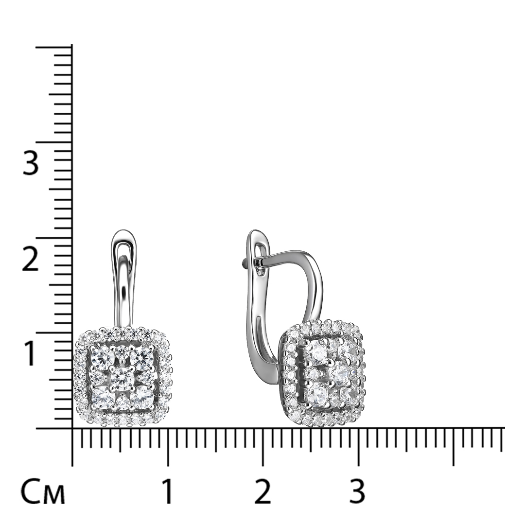 Серебряные серьги 925 пробы; вставки 66 Фианит бесцв.;
