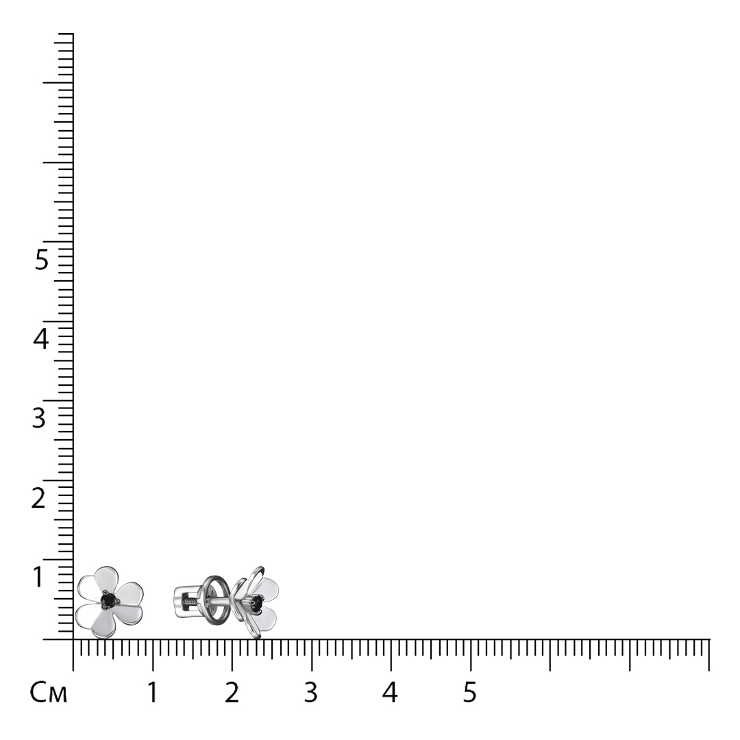 Серебряные серьги-пусеты со шпинелью "Цветы"