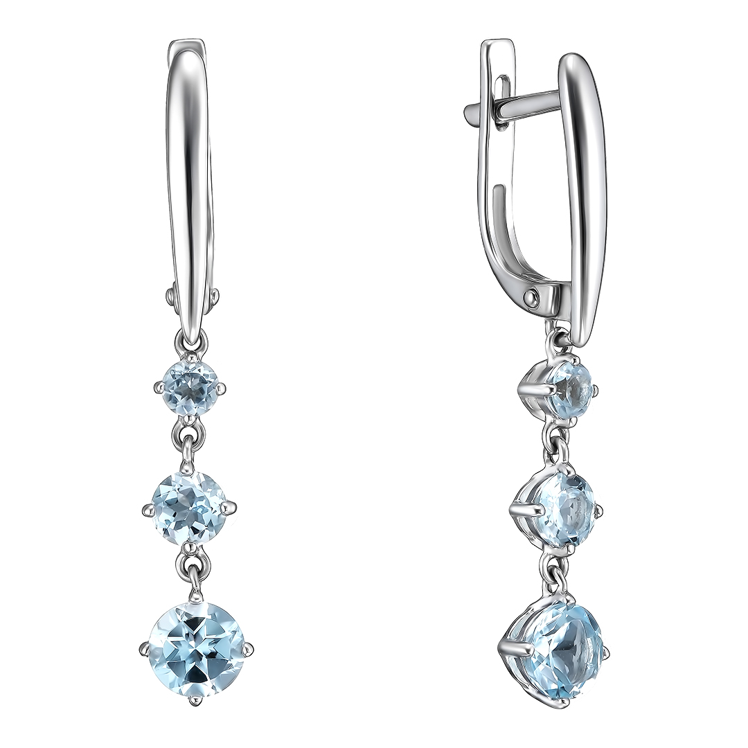 Серебряные серьги 925 пробы; вставки 6 Топаз Sky;
