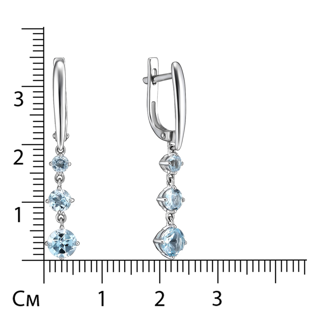 Серебряные серьги 925 пробы; вставки 6 Топаз Sky;