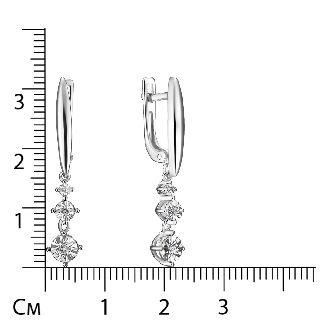 Серебряные серьги 925 пробы; с алмазной обработкой; вставки 4 Бр.Кр-17 0,013 2/3/A;