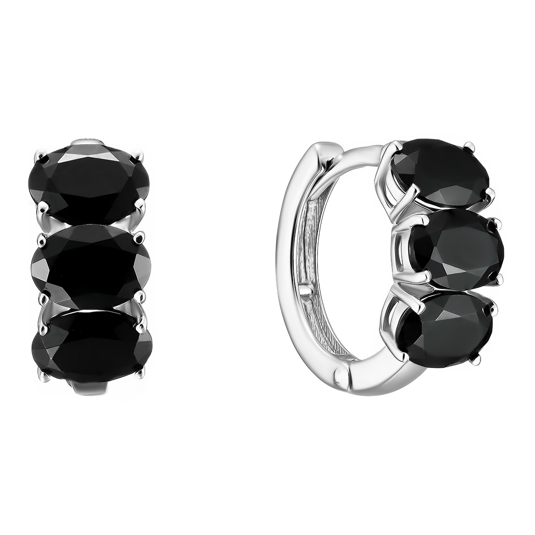 Серебряные серьги 925 пробы; вставки 6 Турмалин черный;