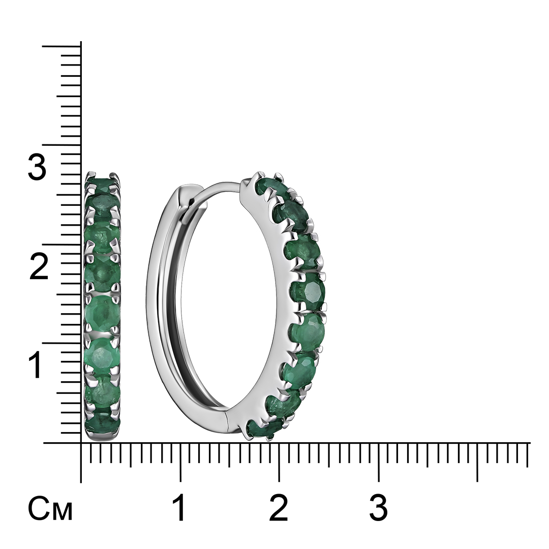 Серебряные серьги 925 пробы; вставки 16 Изумруд (F) 4/Г3 1,6ct;