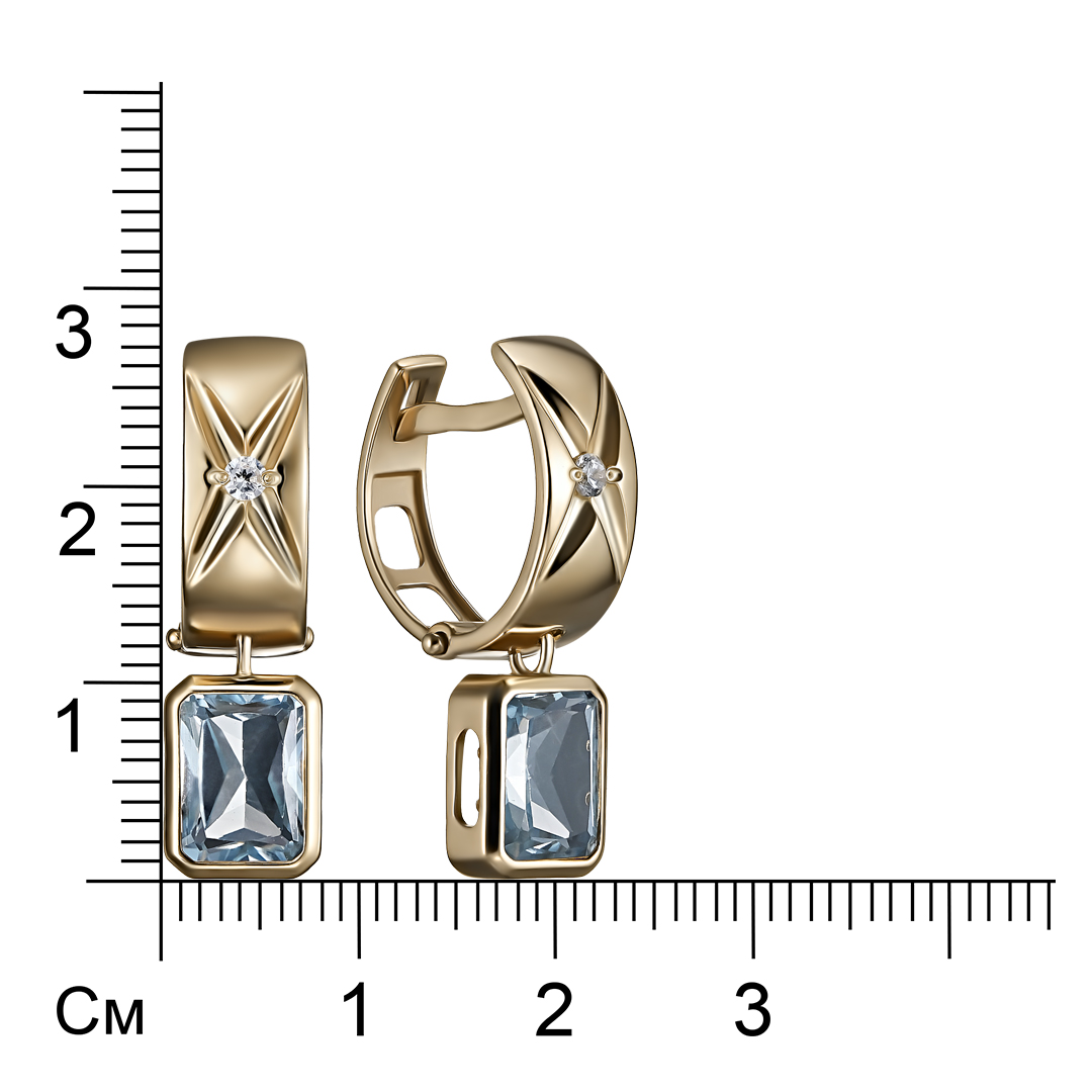 Серебряные серьги 925 пробы; вставки 2 Топаз; 2 Фианит бесцв.;