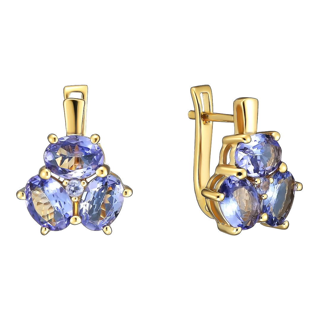 Серебряные серьги 925 пробы; вставки 8 Танзанит 4,4ct;
