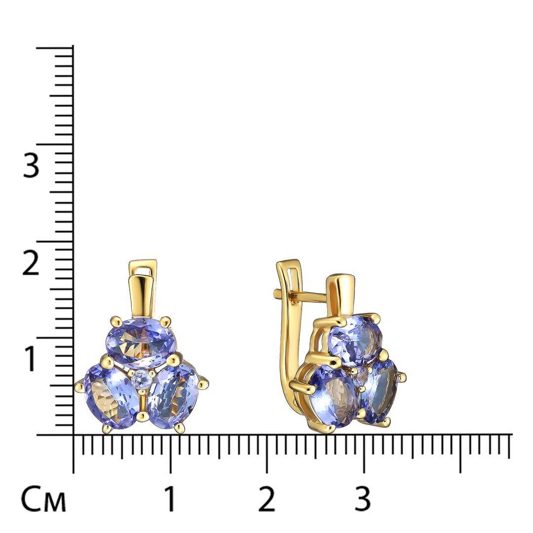 Серебряные серьги 925 пробы; вставки 8 Танзанит 4,4ct;