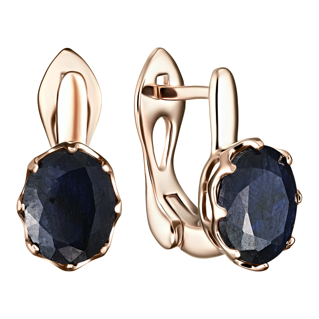 Серебряные серьги 925 пробы; вставки 2 Сапфир U/2 7,1 ct;