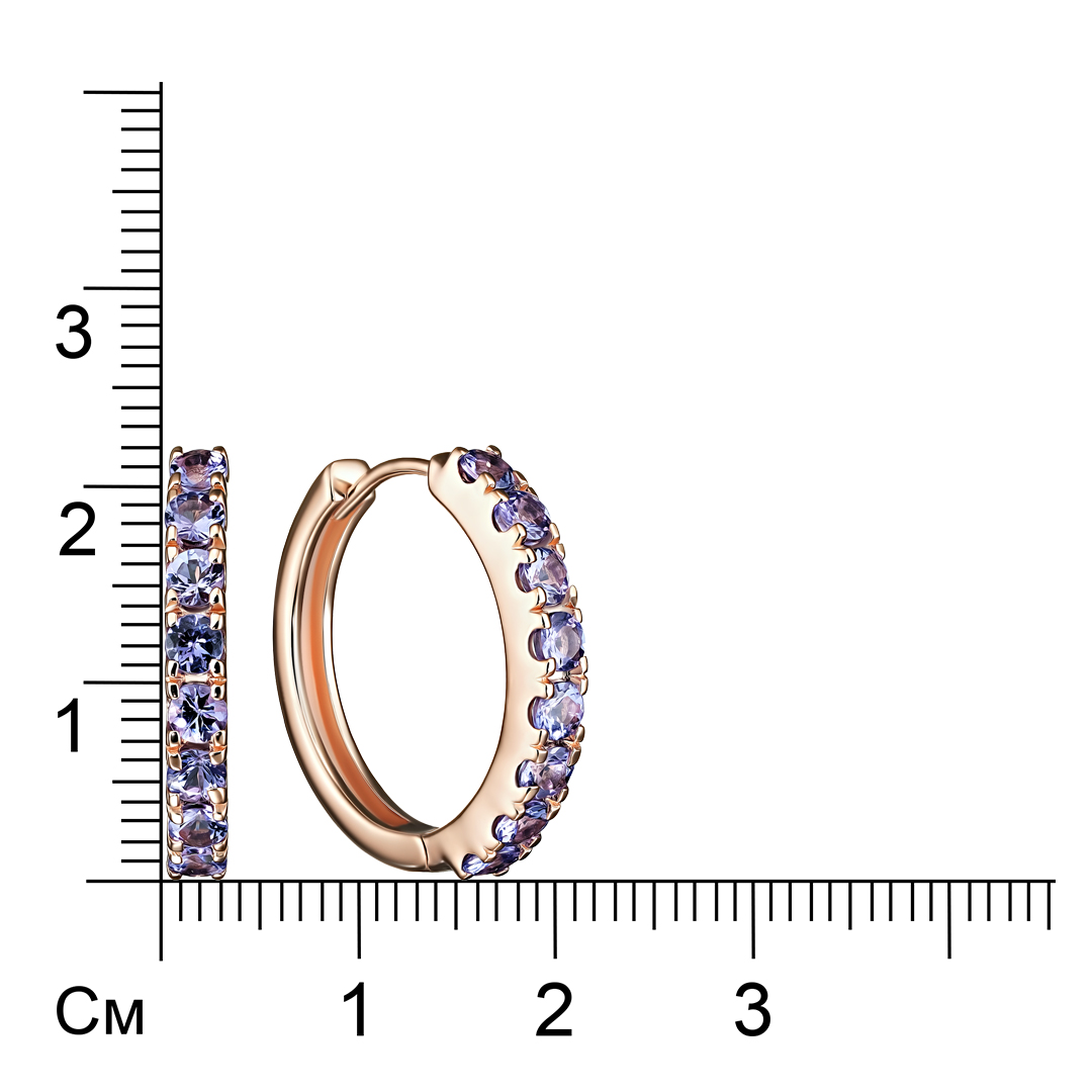 Серебряные серьги 925 пробы; вставки 16 Танзанит 1,6ct;