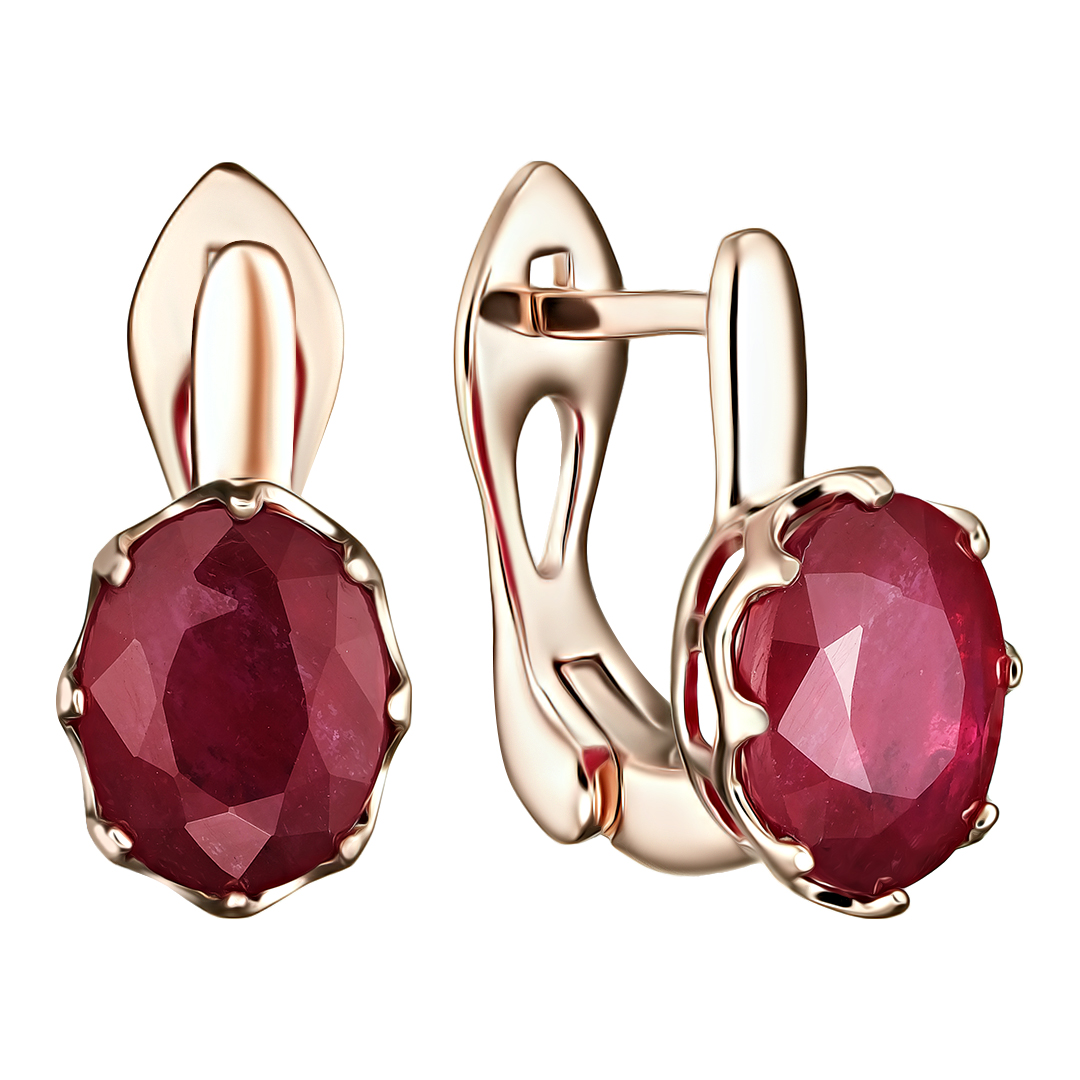 Серебряные серьги 925 пробы; вставки 2 Рубин 7,1ct F/2;