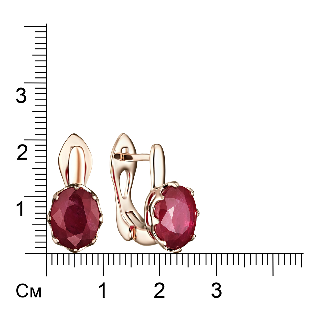 Серебряные серьги 925 пробы; вставки 2 Рубин 7,1ct F/2;