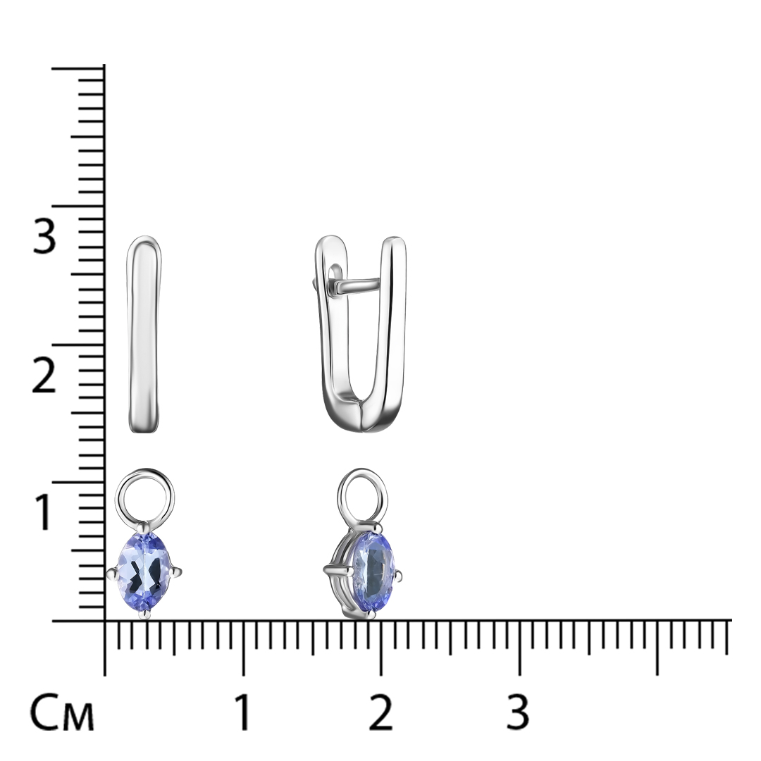 Серебряные серьги-трансформер 925 пробы; вставки 2 Танзанит 0,88ct;