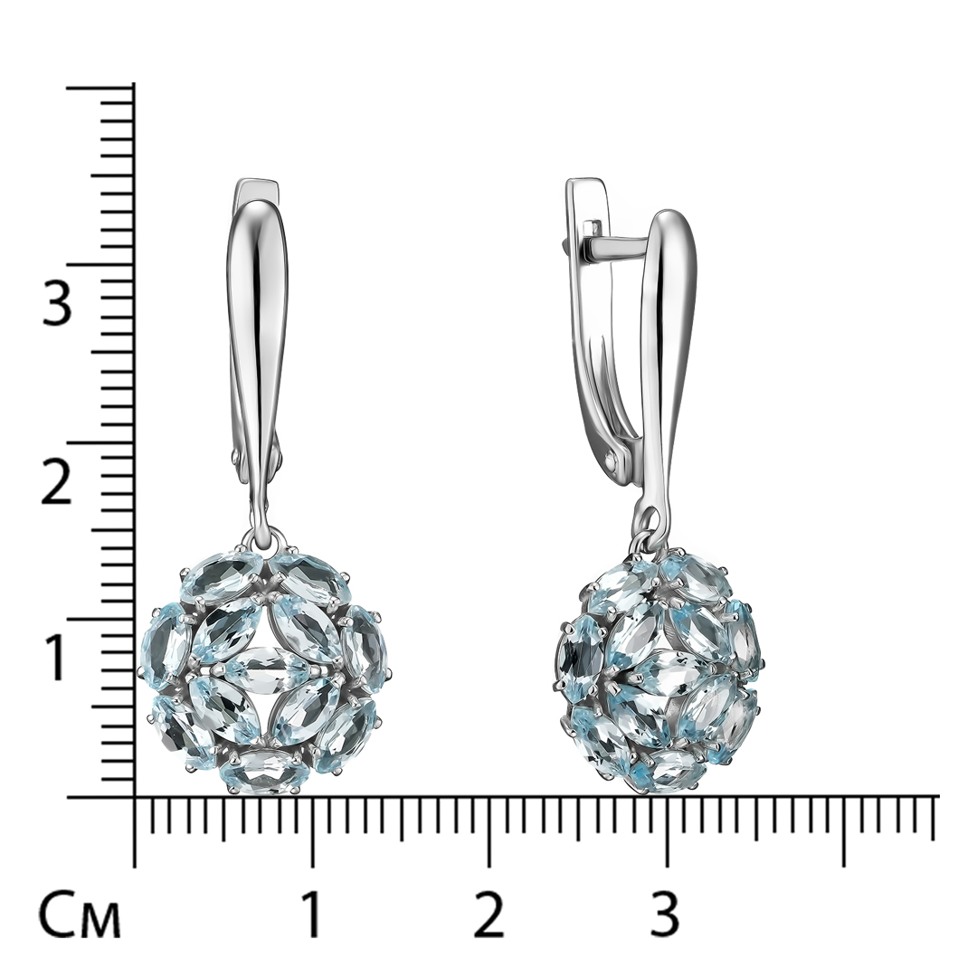 Серебряные серьги 925 пробы; вставки 24 Топаз;