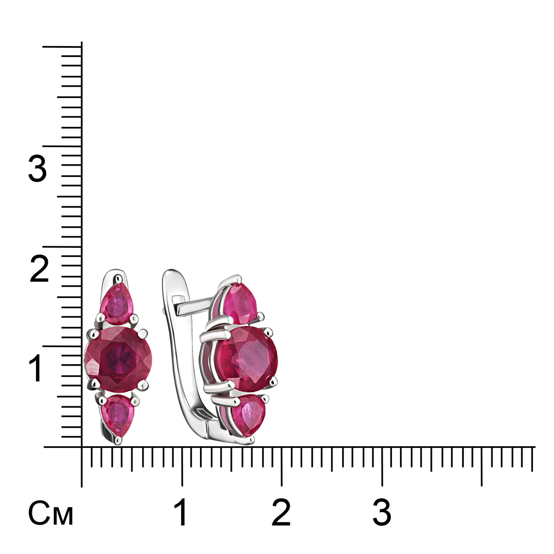 Серебряные серьги 925 пробы; вставки 6 Рубин F/2 2,8 ct;