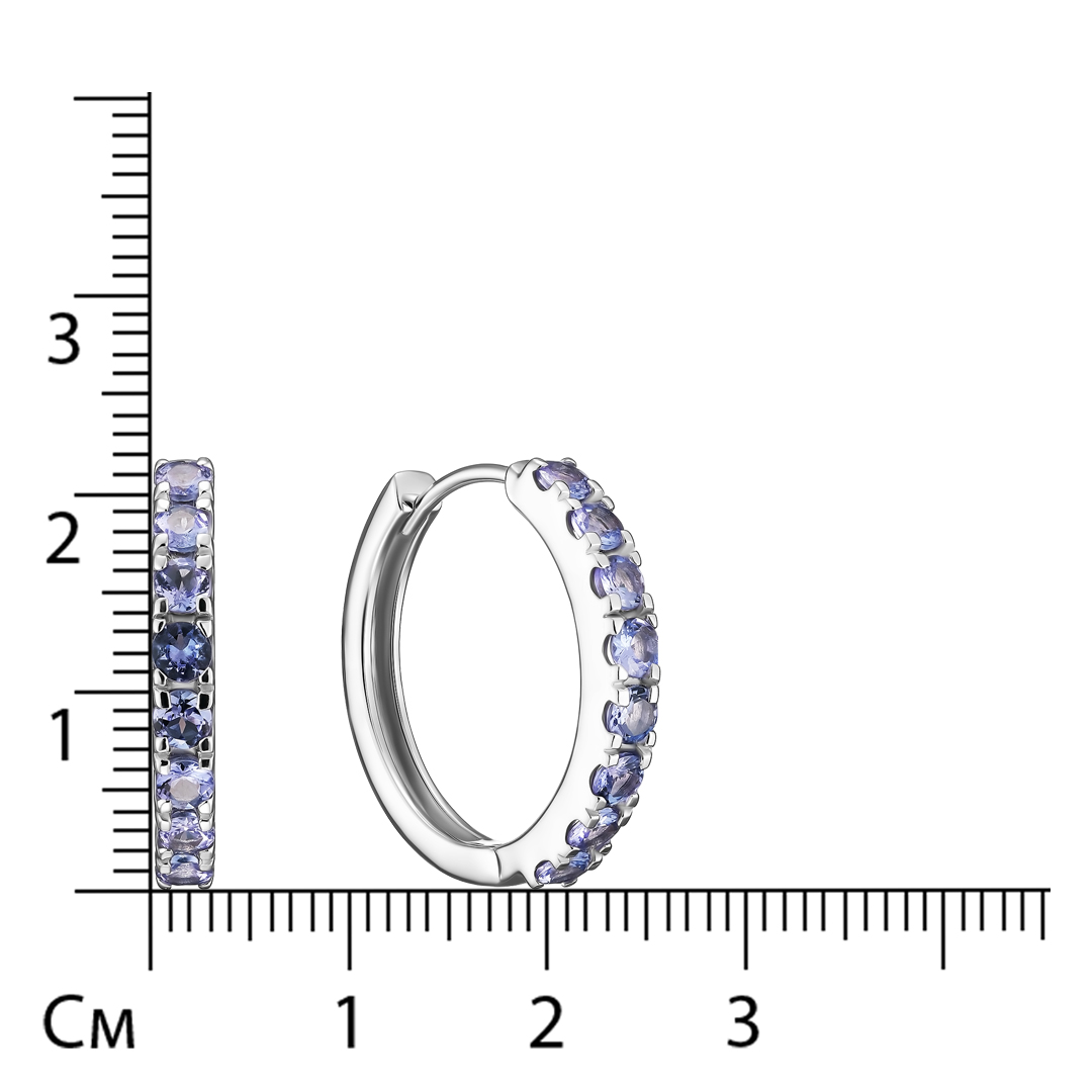 Серебряные серьги 925 пробы; вставки 16 Танзанит 1,6 ct;