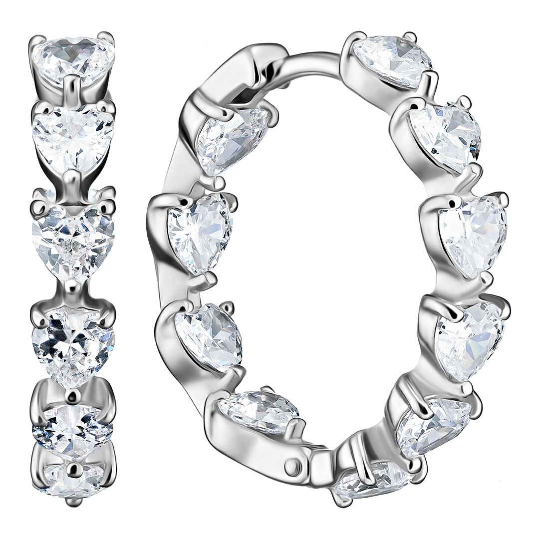 Серебряные серьги-конго 925 пробы; вставки 20 Фианит бесцв.;