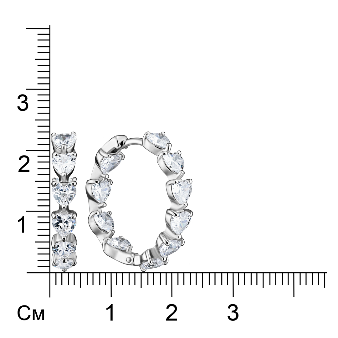 Серебряные серьги-конго 925 пробы; вставки 20 Фианит бесцв.;