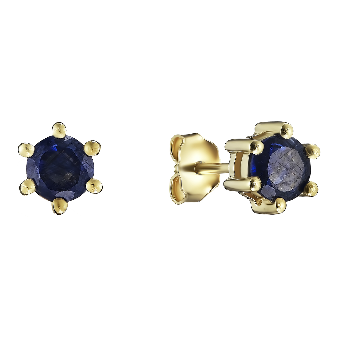 Серебряные серьги-пусеты 925 пробы; вставки 2 Сапфир U/2 1,48 ct;