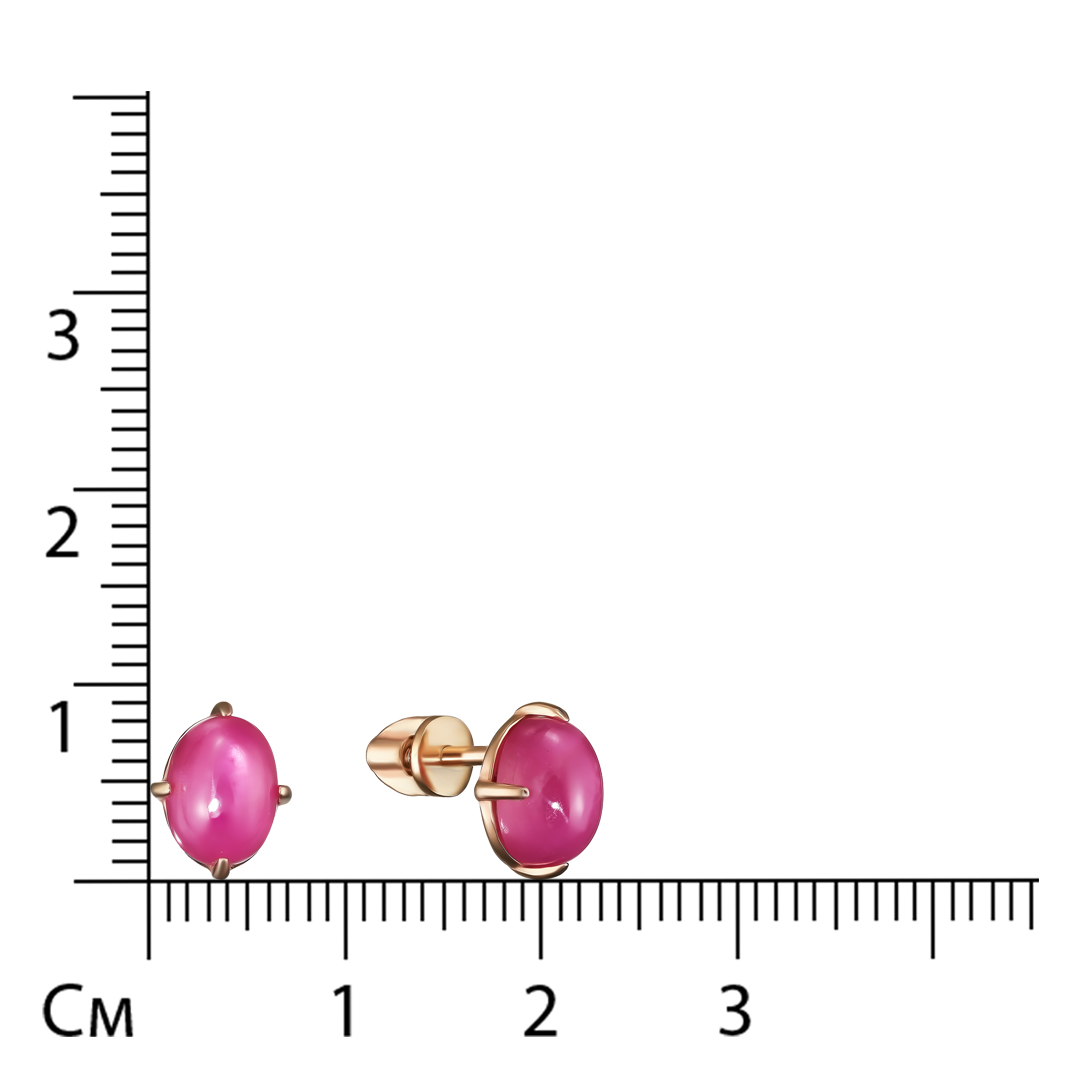 Серебряные серьги-пусеты 925 пробы; вставки 2 Рубин 4,572 F/2