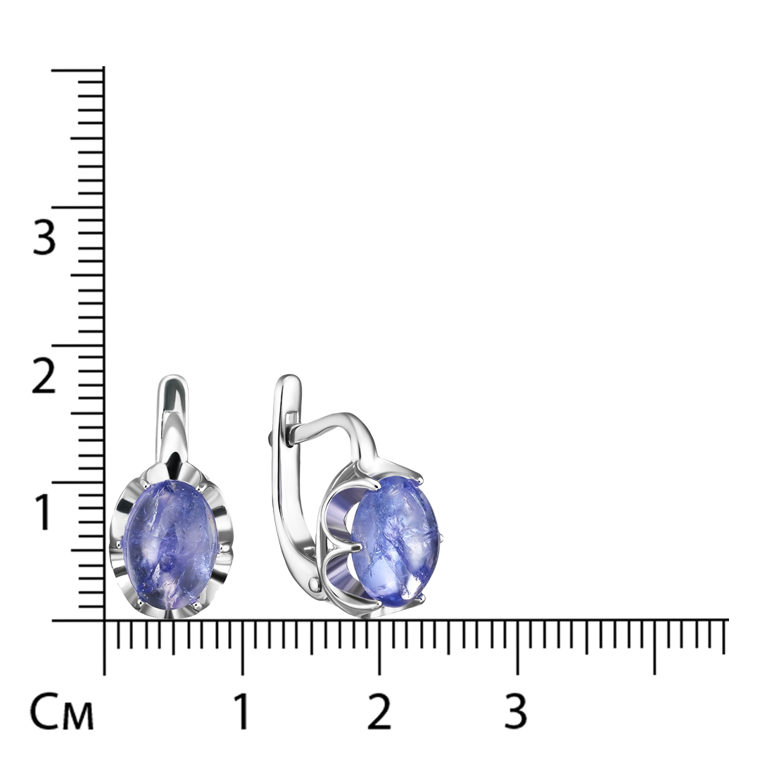 Серебряные серьги 925 пробы; вставки 2 Танзанит;