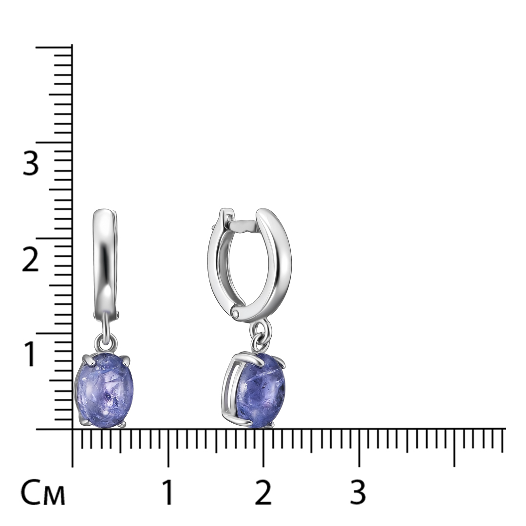 Серебряные серьги 925 пробы; вставки 2 Танзанит;