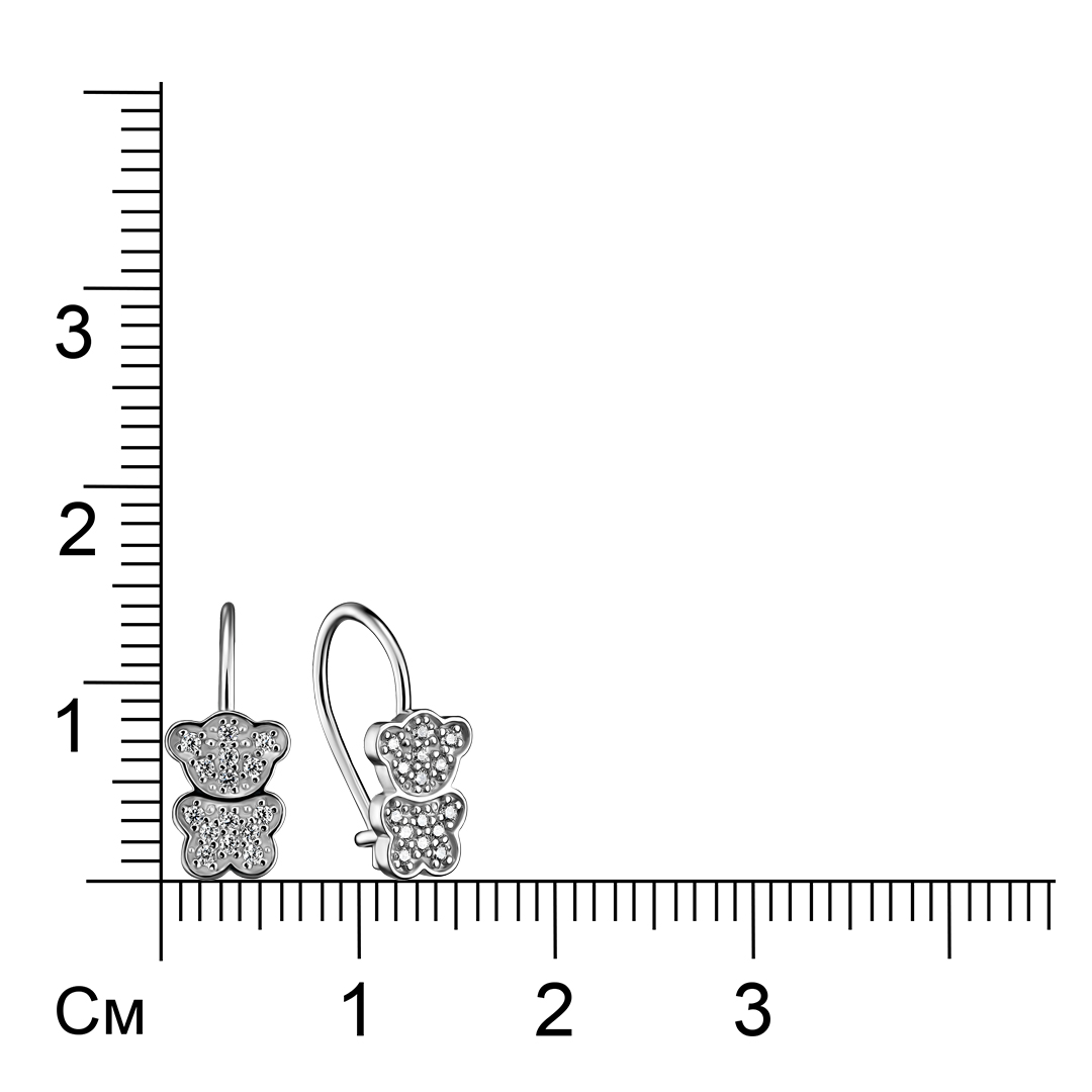 Серебряные серьги 925 пробы; вставки 30 Фианит бесцв.;