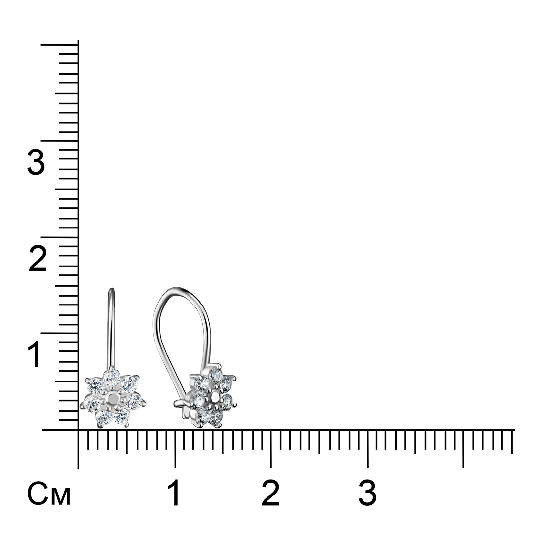 Серебряные серьги с фианитами "Цветы"