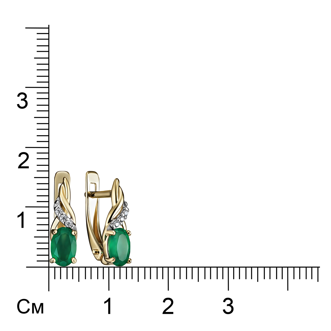 Серебряные серьги 925 пробы; вставки 2 Агат; 6 Фианит бесцв.;
